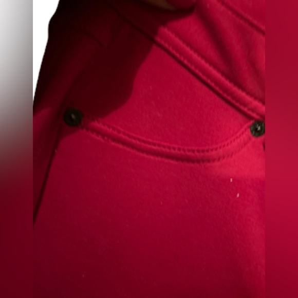 Pop Looks brand Red French Terry Jeggings - Picture 3 of 4
